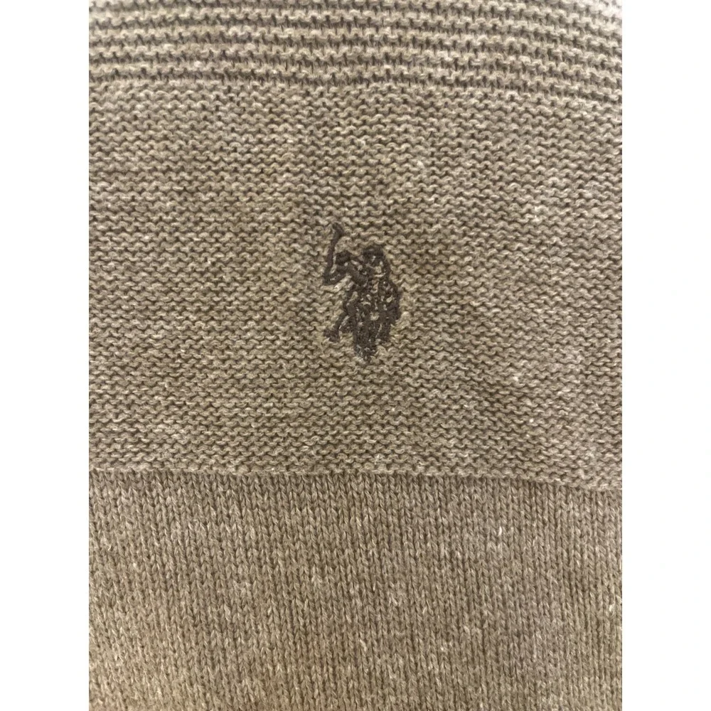 U.S. Polo Assn. Mens XL Quarter Zip Pullover Sweater Brown‎ Cotton Blend Casual